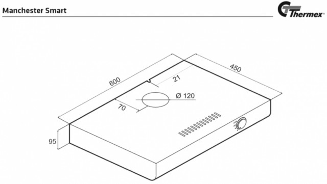 THERMEX MANCHESTER SMART - HVIT - 600MM