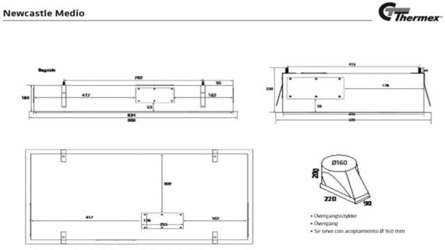 THERMEX NEW CASTLE MEDIO - HVIT - 900MM