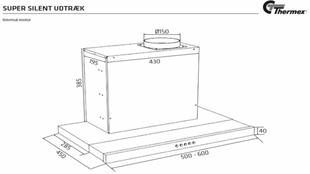 THERMEX SUPER SILENT UTTREKK - HVIT - 500MM