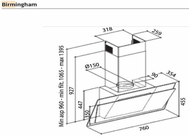 THERMEX BIRMINGHAM - RUSTFRI / HVIT / SVART - 760MM