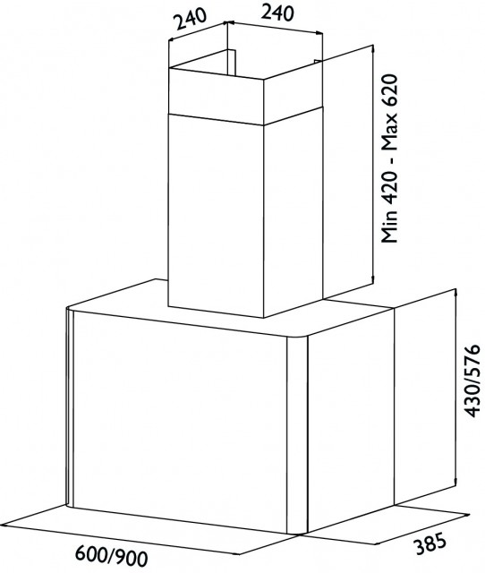 Røros titan– børstet stål – B 600mm - H 430mm