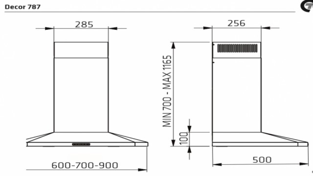 THERMEX DECOR 787 - SVART - 900MM