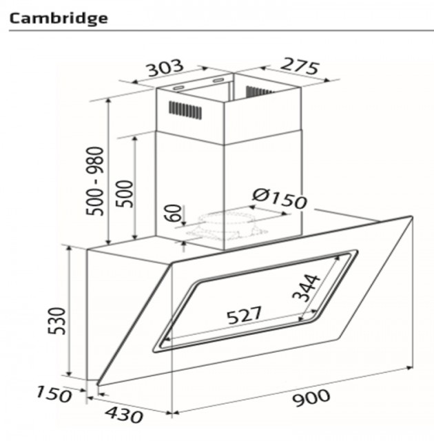 THERMEX CAMBRIDGE - RUSTFRI / HVIT- 900MM