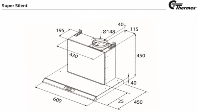 THERMEX SUPER SILENT - HVIT - 600MM